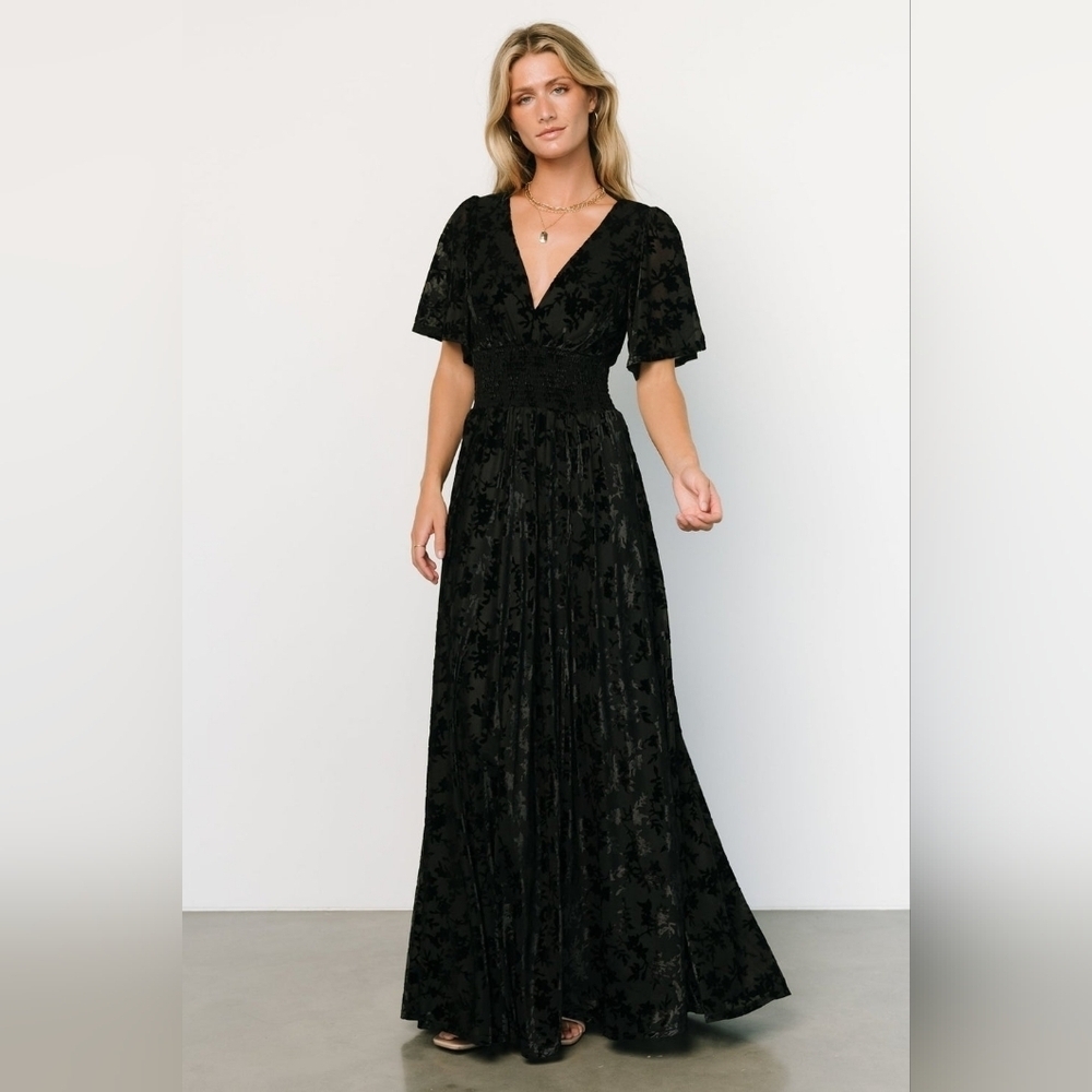Baltic Born | NWOT Veronica Black Velvet Maxi Dress Size XS
